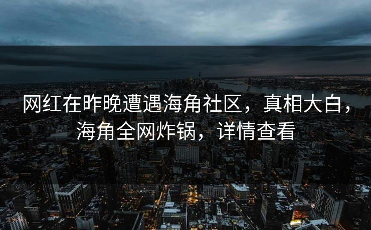 网红在昨晚遭遇海角社区，真相大白，海角全网炸锅，详情查看