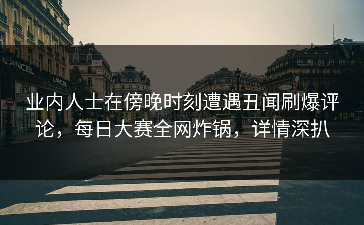 业内人士在傍晚时刻遭遇丑闻刷爆评论，每日大赛全网炸锅，详情深扒