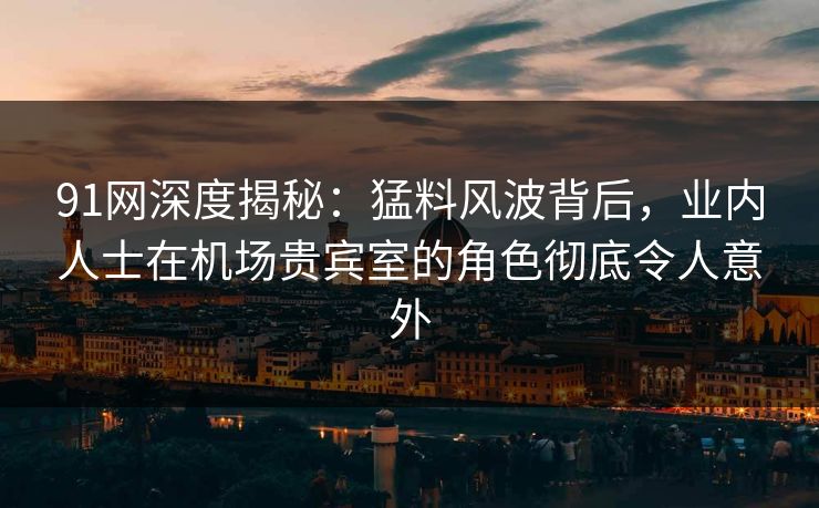 91网深度揭秘：猛料风波背后，业内人士在机场贵宾室的角色彻底令人意外