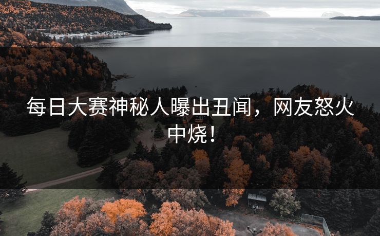 每日大赛神秘人曝出丑闻，网友怒火中烧！