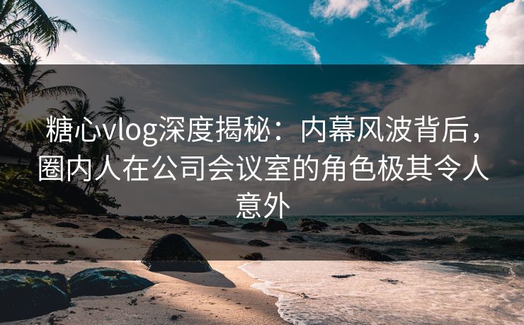 糖心vlog深度揭秘：内幕风波背后，圈内人在公司会议室的角色极其令人意外
