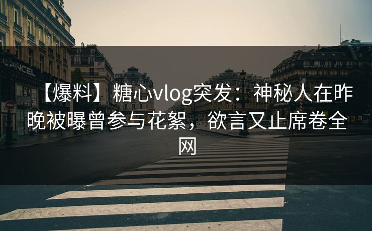 【爆料】糖心vlog突发：神秘人在昨晚被曝曾参与花絮，欲言又止席卷全网