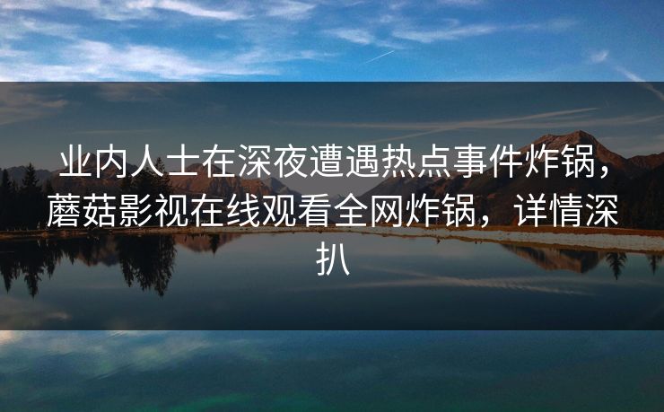 业内人士在深夜遭遇热点事件炸锅，蘑菇影视在线观看全网炸锅，详情深扒