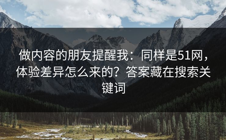 做内容的朋友提醒我：同样是51网，体验差异怎么来的？答案藏在搜索关键词